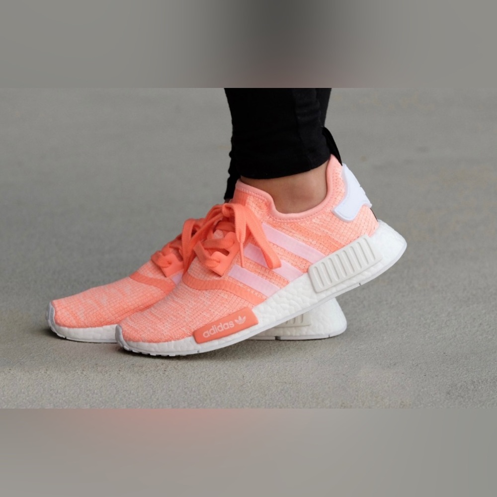 NMD Boost Adidas shoes in Bright Pink-Orange/Coral/Peach